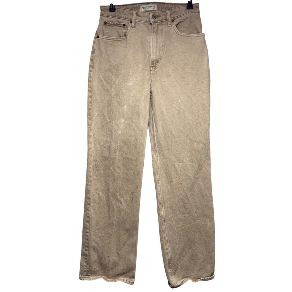 Abercrombie & Fitch Curve Love Grunge Workwear Style Bleach & Grease Stain Jeans